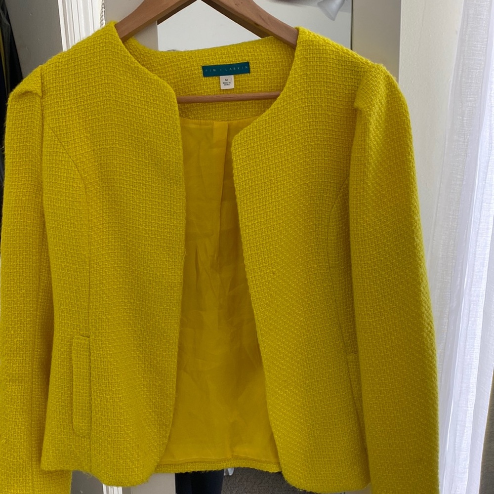 Pim and Larkin tweed blazer in yellow